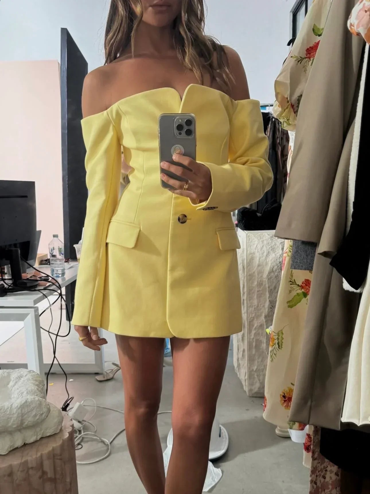 Blazer-Kleid Damen – Teal Blau, Gürtel & Knopfdetails